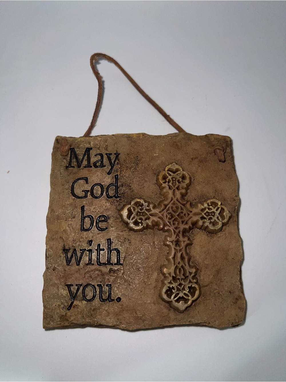 May God Be With You Wall Plaque - Brown Decorative Cross